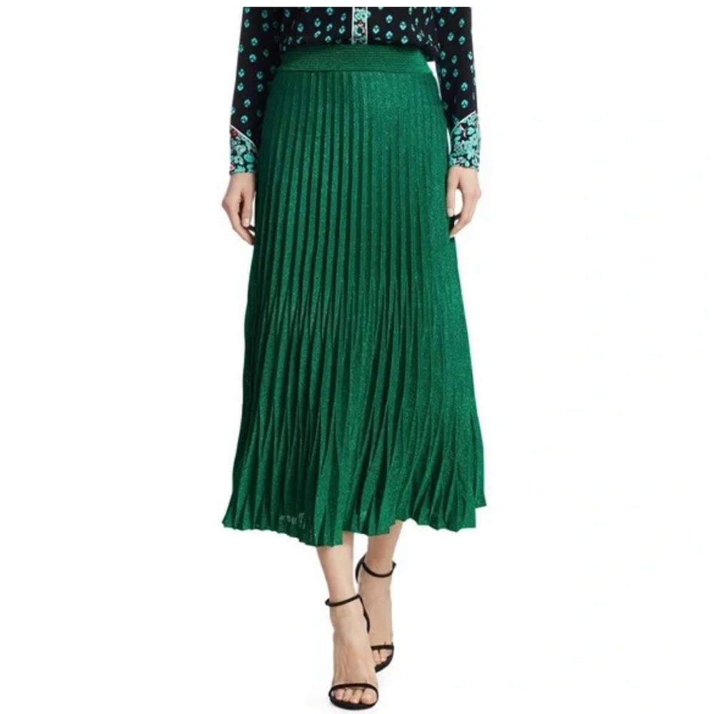 Maje Longue Jupe En Mai Vert Green Sparkle Midi Skirt
